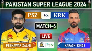 PSL 2024 LIVE PESHAWAR ZALMI vs KARACHI KINGS MATCH 6 LIVE SCORES  PZ vs KK LIVE MATCH  PZ BAT [upl. by Herson]