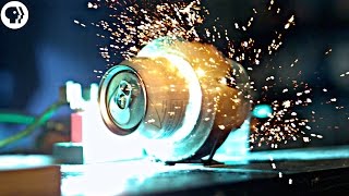 Exploding soda cans with electromagnets in SLOW MOTION ft Joe Hanson [upl. by Pattin]