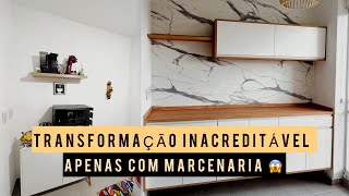 MDF QUE IMITA MARMORE 😱  TRANSFORMAMOS UM AMBIENTE APENAS COM MÓVEIS E REVESTINDO UMA PAREDE [upl. by Norabal86]