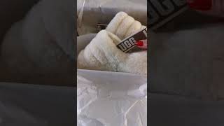 UGG fluff yeah slide in natural white unboxing and try on and mod shot UGGs to wear as slippers [upl. by Suidualc]