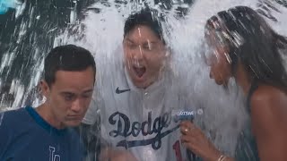 Shohei Ohtani Postgame Interview after Hitting Walk Off Grand Slam [upl. by Llertrac698]