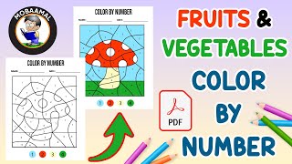 Fruits and Vegetables Coloring Pages  Color By Number Printable Colour By Numbers PDF For Kids [upl. by Maureen]