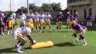 LSU DB Devin Voorhies stops Leonard Fournette to highlight goal line drill  Video [upl. by Rivkah]