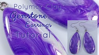 Polymer Clay Charoite Gemstone Jewelry Tutorial  LoviCraft [upl. by Morril]