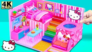 20 DIY Miniature House Collections ❤️ How To Make Cute Hello Kitty House from Clay Cardboard [upl. by Ennayram]