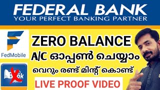 How to Open Federal Bank Zero balance Account malayalam 2021  Federal Bank Fed mobile Account [upl. by Ennovyahs]