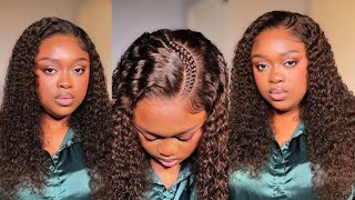 Beginner friendly tutorial  7in1 brown curly pre cut wig melted installed [upl. by Ennaeirb]