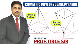 HOW TO ISOMETRIC VIEW OF SQUARE PYRAMID RESTING ON APEX AND BASE IN ENGINEERING DRAWING AND GRAPHICS [upl. by Mallin618]