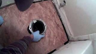 Bathroom subfloor repair toilet flange fitting and installation [upl. by Jose747]