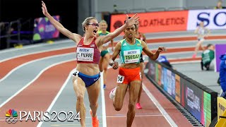 Elle St Pierre makes US history with late charge to win 3000m title at Indoor Worlds  NBC Sports [upl. by Neelik]