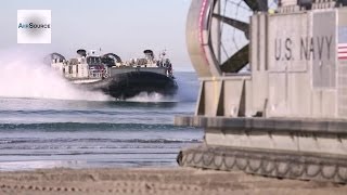 US Navy Gigantic Hovercraft LCAC Beach Landing [upl. by Gibert]