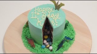 Dinosaur Cake with Surprise Centre  CupcakeGirl [upl. by Aliled]