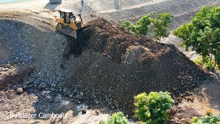 NEW PROJECT THE BEST WORK FAST DOZER CAT​ D6R2 PUSHING CLEARING SOIL MAKE NEW ROAD DAM CONSTRUCTION [upl. by Asiilanna454]