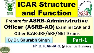 ICARStructure and Functions for ASRBAO 2021 Part1 ASRBAdministrative Officer ExamICAR AO [upl. by Ayatnahs]