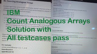 IBM Coding Assessment  Count Analogous Array  All testcases passed [upl. by Joli]