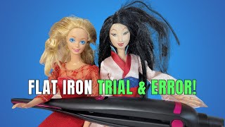 Barbie and Mulan Flat Iron Hair Compare Trial and Error [upl. by Hewitt]