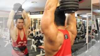 20121014 Training in Golds Gym Glorietta  Triceps Biceps Abs [upl. by Telocin]