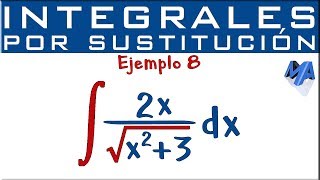 Integración por sustitución  Ejemplo 8  Raíz en el denominador [upl. by Adnauqahs812]