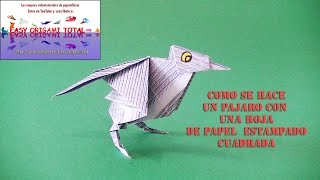 como hacer un pajaro de papel tutorial de pajaro origami [upl. by Wertheimer]