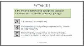 Test z zakresu dokonywania próby hamulca pociągu [upl. by Cutler]