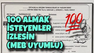 6Sınıf Bilişim Teknolojileri 1Dönem 1Yazılı [upl. by Hartzell]