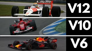 Incredible F1 Engines Sound Evolution 1950Current V12 V10 V8 V6 [upl. by Sivart986]