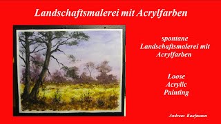 Landschaftsmalerei mit Acrylfarben auf Makulaturtapete 80g  geeignet für Anfänger [upl. by Dlawso]