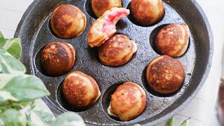 Jam Filled Mini Pancakes  Aebleskiver Recipe  Easy Tea Time Snack  Easy to make Danish Pancakes [upl. by Elyagiba780]