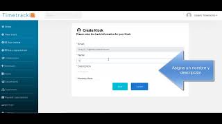 Cómo crear una cuenta de Quiosco Timetrackio para tableta [upl. by Marian]