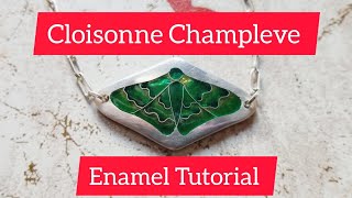 How to Make Champleve Cloisonne Enamel Enameling techniques Tutorial Green Moth [upl. by Wieche]