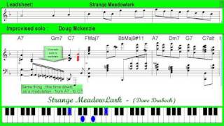 Strange Meadowlark Dave Brubeck  solo jazz piano lesson [upl. by Saber]