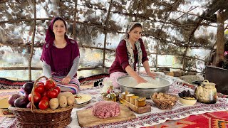 Cooking Kofta Meatballs on the Fireplace amp Baking Bread in the Nomadic Tent [upl. by Lamrert792]