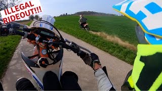 Illegal streetride KTM sx 85 vs EXC 500 [upl. by Ardnasela]