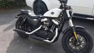 2017 Harley FortyEight Stock exhaust vs Vance amp Hines Twin Slash 3 inch SlipOns [upl. by Akino]