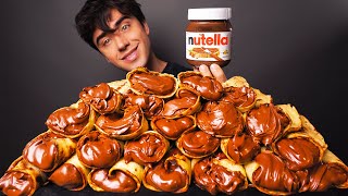 ASMR Nutella Chocolate Crepe Rolls  Mukbang Eating Nutella Crepes  McBang ASMR [upl. by Corette244]