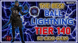 Best Ball Lightning Sorc Build Pit 140 Clear  Season 5 Diablo 4 [upl. by Olsen902]