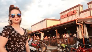 Living The Dream — Biker Model Greets Fans at Hooters Bike Night [upl. by Kittie]