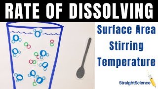 Rate of Dissolving  Increase the Rate  Surface Area  Stir  Temperature  Straight Science [upl. by Petite]