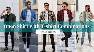 How to Carry Open Shirt With Tshirt Combination  Shirt and T shirt Style Ideas [upl. by Aonian]