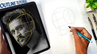 Drawing MS DHONI Portrait with Loomis Method  Outline Drawing Tutorial Step by Step [upl. by Lau83]