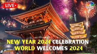 LIVE New Year 2024 Celebrations  Dubai Bangkok Hong Kong Fireworks  World Welcomes 2024  IN18L [upl. by Aitnwahs]