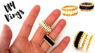 10 minutes DIY ring Beaded rings for beginners ring making tutorial [upl. by Asenad]