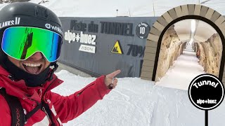 Skiing the famous Tunnel Piste  Alpe d’Huez  Insta360 [upl. by Thornie60]