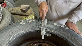 How Tire Are Rebuilt at Local Shop when Tyre Blast on The Road [upl. by Refotsirc]