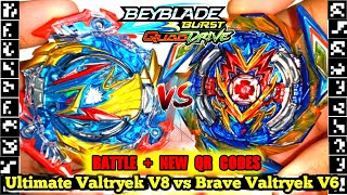 Finally Showing You ULTIMATE VALTRYEK V8 vs BRAVE VALTRYEK V6 NEW QR CODES 2022 BEYBLADE QD BATTLE [upl. by Fraase]