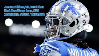 Jameson Williams Week 11 Every Target and Catch Detroit Lions vs Chicago Bears NFL 2023 [upl. by Eillas]