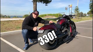 Harley Davidson VRod custom Night Rod 330 rear tire amp Review [upl. by Esyla]