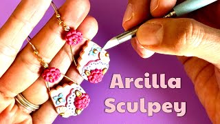 Como hacer unos Aretes de flores con arcilla polimérica Sculpey [upl. by Nance]