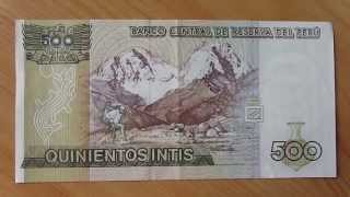 Banco Central de reserva del Peru  The 500 Quinientos Intis papermoney note [upl. by Goldfinch680]