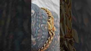 Gus Villa Jewelry 24k boxlockWOW angled up normal thoughts cuban 24k gold bracelet 10mm [upl. by Buffo]